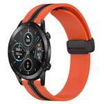 For Honor Magic Watch 2 46mm 22mm Folding Magnetic Clasp Silicone Watch Band(Orange+Black)