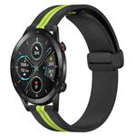 For Honor Magic Watch 2 46mm 22mm Folding Magnetic Clasp Silicone Watch Band(Black+Lime Green)