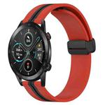 For Honor Magic Watch 2 46mm 22mm Folding Magnetic Clasp Silicone Watch Band(Red+Black)