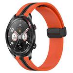 For Honor Watch Dream 22mm Folding Magnetic Clasp Silicone Watch Band(Orange+Black)