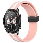 For Honor Watch Dream 22mm Folding Magnetic Clasp Silicone Watch Band(Pink+White)