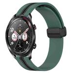 For Honor Watch Dream 22mm Folding Magnetic Clasp Silicone Watch Band(Olive Green + Black)
