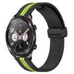 For Honor Watch Dream 22mm Folding Magnetic Clasp Silicone Watch Band(Black+Lime Green)
