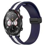 For Honor Watch Dream 22mm Folding Magnetic Clasp Silicone Watch Band(Midnight Blue + White)