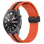 For Samsung Galaxy Watch3 45mm 22mm Folding Magnetic Clasp Silicone Watch Band(Orange+Black)