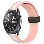 For Samsung Galaxy Watch3 45mm 22mm Folding Magnetic Clasp Silicone Watch Band(Pink+White)