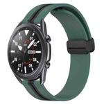 For Samsung Galaxy Watch3 45mm 22mm Folding Magnetic Clasp Silicone Watch Band(Olive Green + Black)