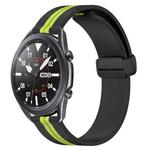 For Samsung Galaxy Watch3 45mm 22mm Folding Magnetic Clasp Silicone Watch Band(Black+Lime Green)
