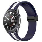 For Samsung Galaxy Watch3 45mm 22mm Folding Magnetic Clasp Silicone Watch Band(Midnight Blue + White)