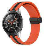 For Samsung Galaxy Watch 46mm 22mm Folding Magnetic Clasp Silicone Watch Band(Orange+Black)