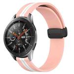 For Samsung Galaxy Watch 46mm 22mm Folding Magnetic Clasp Silicone Watch Band(Pink+White)