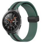 For Samsung Galaxy Watch 46mm 22mm Folding Magnetic Clasp Silicone Watch Band(Olive Green + Black)