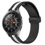 For Samsung Galaxy Watch 46mm 22mm Folding Magnetic Clasp Silicone Watch Band(Black+White)