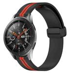 For Samsung Galaxy Watch 46mm 22mm Folding Magnetic Clasp Silicone Watch Band(Black+Red)