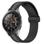 For Samsung Galaxy Watch 46mm 22mm Folding Magnetic Clasp Silicone Watch Band(Black+Grey)