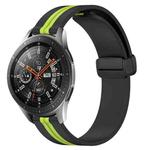 For Samsung Galaxy Watch 46mm 22mm Folding Magnetic Clasp Silicone Watch Band(Black+Lime Green)