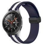 For Samsung Galaxy Watch 46mm 22mm Folding Magnetic Clasp Silicone Watch Band(Midnight Blue + White)