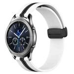 For Samsung Gear S3 Classic 22mm Folding Magnetic Clasp Silicone Watch Band(White+Black)