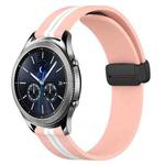 For Samsung Gear S3 Classic 22mm Folding Magnetic Clasp Silicone Watch Band(Pink+White)