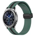 For Samsung Gear S3 Classic 22mm Folding Magnetic Clasp Silicone Watch Band(Olive Green + Black)