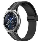 For Samsung Gear S3 Classic 22mm Folding Magnetic Clasp Silicone Watch Band(Black+Grey)