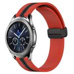 For Samsung Gear S3 Classic 22mm Folding Magnetic Clasp Silicone Watch Band(Red+Black)