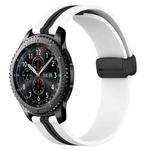 For Samsung Gear S3 Frontier 22mm Folding Magnetic Clasp Silicone Watch Band(White+Black)