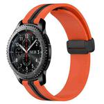 For Samsung Gear S3 Frontier 22mm Folding Magnetic Clasp Silicone Watch Band(Orange+Black)