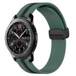 For Samsung Gear S3 Frontier 22mm Folding Magnetic Clasp Silicone Watch Band(Olive Green + Black)
