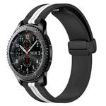 For Samsung Gear S3 Frontier 22mm Folding Magnetic Clasp Silicone Watch Band(Black+White)