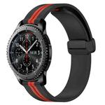 For Samsung Gear S3 Frontier 22mm Folding Magnetic Clasp Silicone Watch Band(Black+Red)