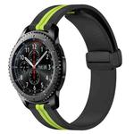 For Samsung Gear S3 Frontier 22mm Folding Magnetic Clasp Silicone Watch Band(Black+Lime Green)