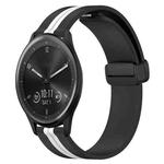 For Garmin Vivomove Sport 20mm Folding Magnetic Clasp Silicone Watch Band(Black+White)