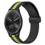 For Garmin Vivomove Sport 20mm Folding Magnetic Clasp Silicone Watch Band(Black+Lime Green)