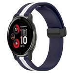 For Garmin Venu 2 Plus 20mm Folding Magnetic Clasp Silicone Watch Band(Midnight Blue + White)