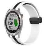 For Garmin Approach S40 20mm Folding Magnetic Clasp Silicone Watch Band(White+Black)
