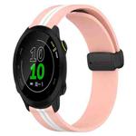 For Garmin Forerunner 158 20mm Folding Magnetic Clasp Silicone Watch Band(Pink+White)