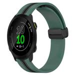 For Garmin Forerunner 158 20mm Folding Magnetic Clasp Silicone Watch Band(Olive Green + Black)