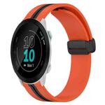 For Garmin Forerunner 55 20mm Folding Magnetic Clasp Silicone Watch Band(Orange+Black)