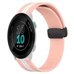 For Garmin Forerunner 55 20mm Folding Magnetic Clasp Silicone Watch Band(Pink+White)