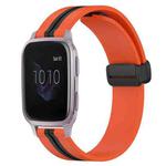 For Garmin Venu SQ 20mm Folding Magnetic Clasp Silicone Watch Band(Orange+Black)