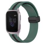 For Garmin Venu SQ 20mm Folding Magnetic Clasp Silicone Watch Band(Olive Green + Black)