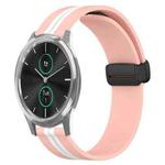 For Garminmove Luxe 20mm Folding Magnetic Clasp Silicone Watch Band(Pink+White)