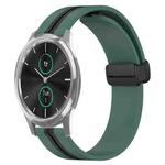 For Garminmove Luxe 20mm Folding Magnetic Clasp Silicone Watch Band(Olive Green + Black)