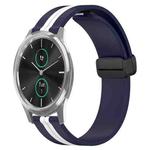 For Garminmove Luxe 20mm Folding Magnetic Clasp Silicone Watch Band(Midnight Blue + White)