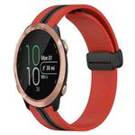 For Garmin Forerunner 645 Music 20mm Folding Magnetic Clasp Silicone Watch Band(Red+Black)