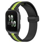 For Garmin Forerunner Sq2 20mm Folding Magnetic Clasp Silicone Watch Band(Black+Lime Green)