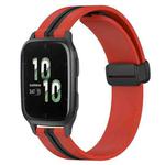For Garmin Forerunner Sq2 20mm Folding Magnetic Clasp Silicone Watch Band(Red+Black)