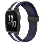 For Garmin Forerunner Sq2 20mm Folding Magnetic Clasp Silicone Watch Band(Midnight Blue + White)