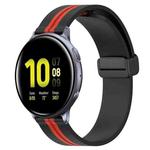 For Samsung Galaxy Watch Active 2 40mm 20mm Folding Magnetic Clasp Silicone Watch Band(Black+Red)